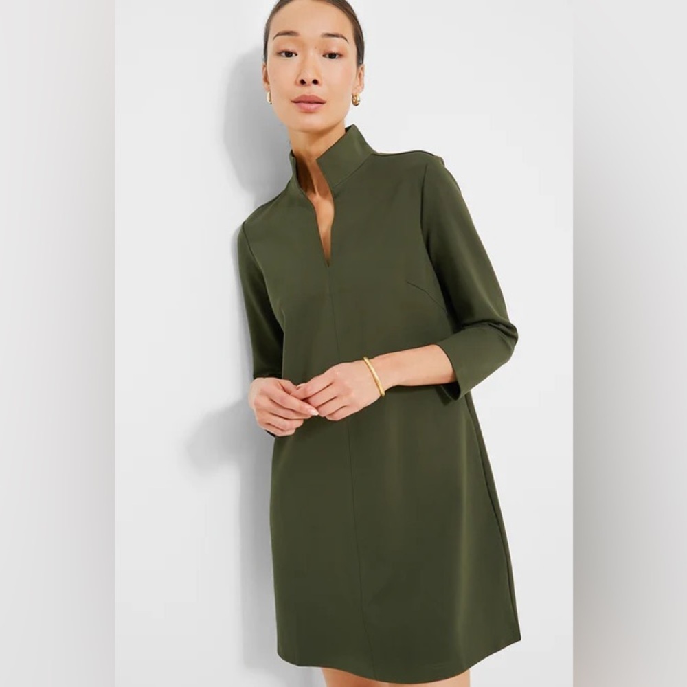 Tuckernuck Olive Green Ponte Clifton Dress Large